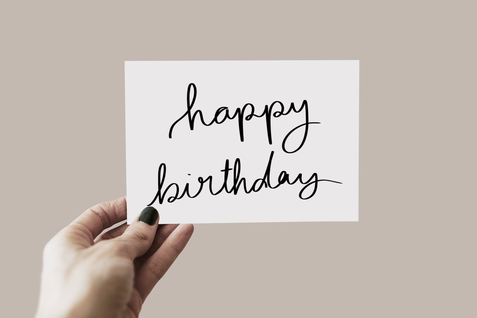 PRINTABLE Happy Birthday Card Minimalist Handlettered Black | Etsy