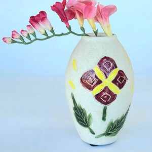 Vintage - Beautiful - Hand-painted - Sand Textured Unique Shaped Vase