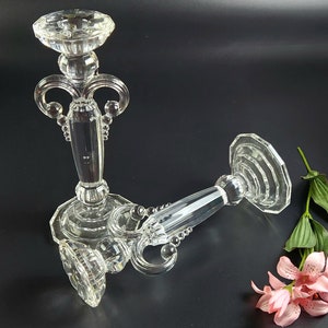 Vintage Handcrafted Crystal Clear Candlestick Holders - Austria - Set of 2