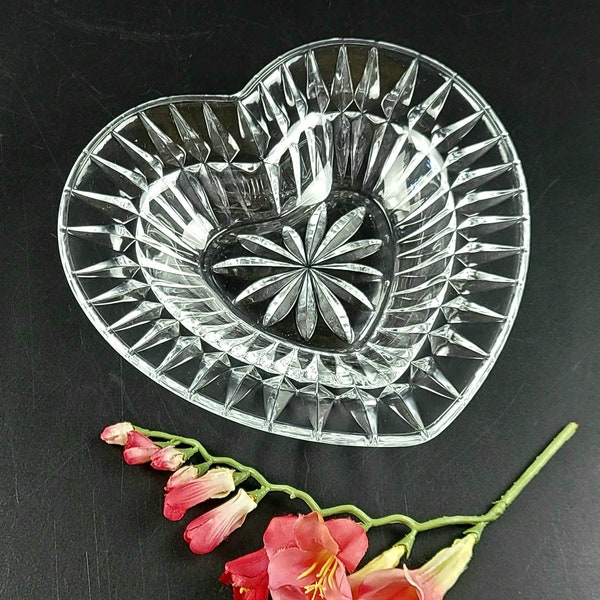 Vintage - Cut-Glass - Heart Shaped  - Excellent Condition - Low Dish