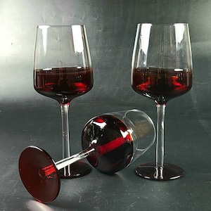 Vintage- Pier 1- Elemental Red - Wine/ Water Goblets - Set of 3