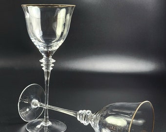 Vintage Water/Wine Goblet Sophisticate Clear by MIKASA - Set of 2 - 9 1/4" Tall