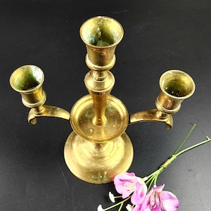 Vintage - 3 Arm Candelabra - Beautiful, Simple & Elegant - Solid Brass