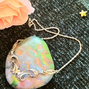 Vintage 1950&#39;s - Signed - Long-Sterling Silver - AmLee Filigree Necklace - 17-18&quot;