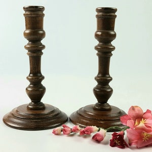 Vintage Wooden Candlestick Holders- Set of 2 - Beautiful