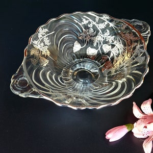 Vintage- Flanders Clear by SILVER CITY - Footed Bowl - Sterling Overlay