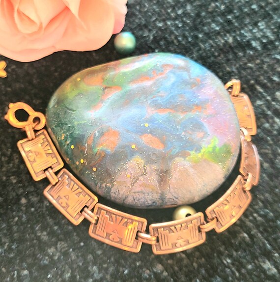 Vintage - 7 3/8" long - Solid Copper Link/Panel B… - image 9