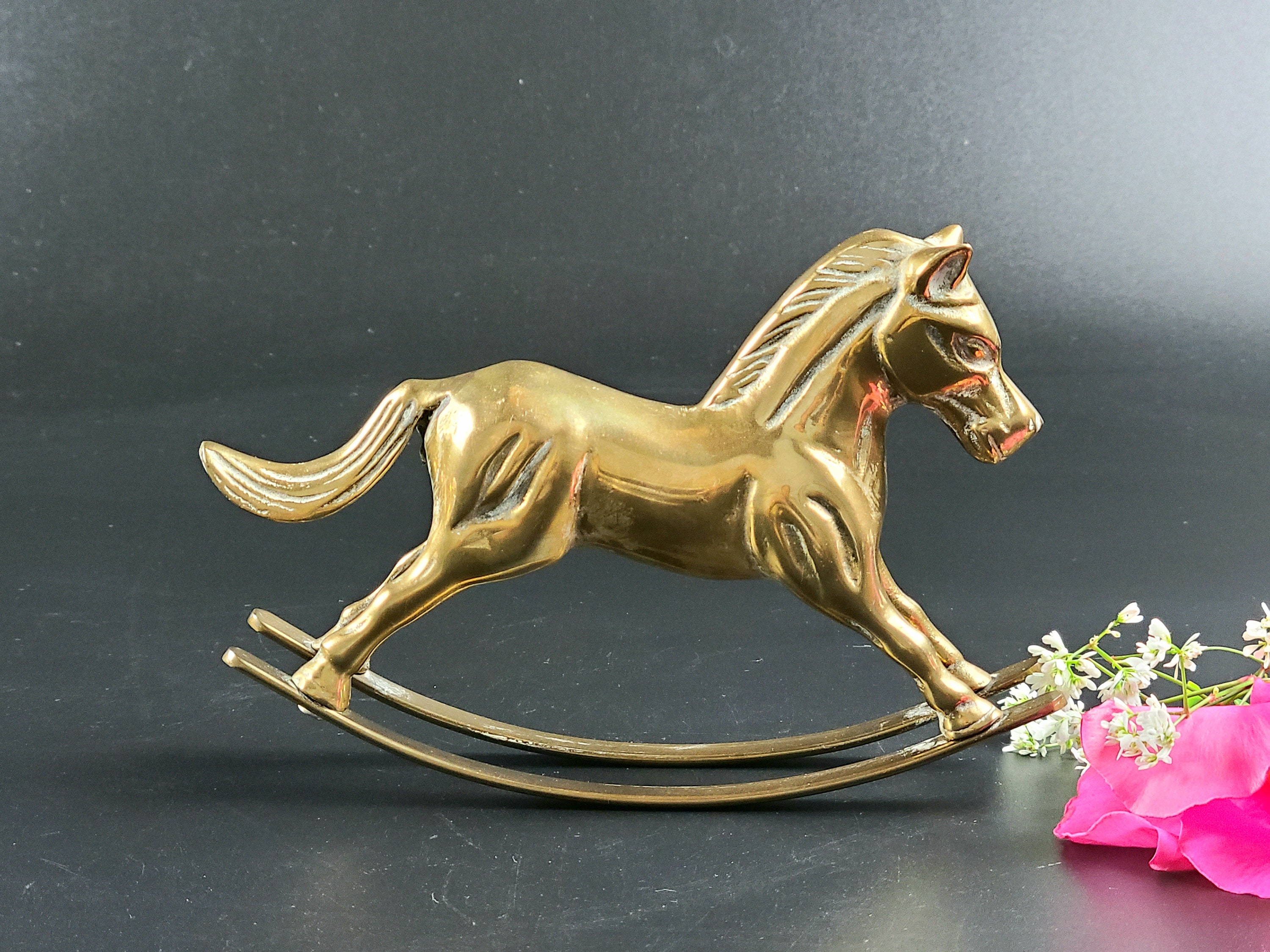 Vintage Brass Rocking Horse MidCentury Statue/ Figurine Etsy