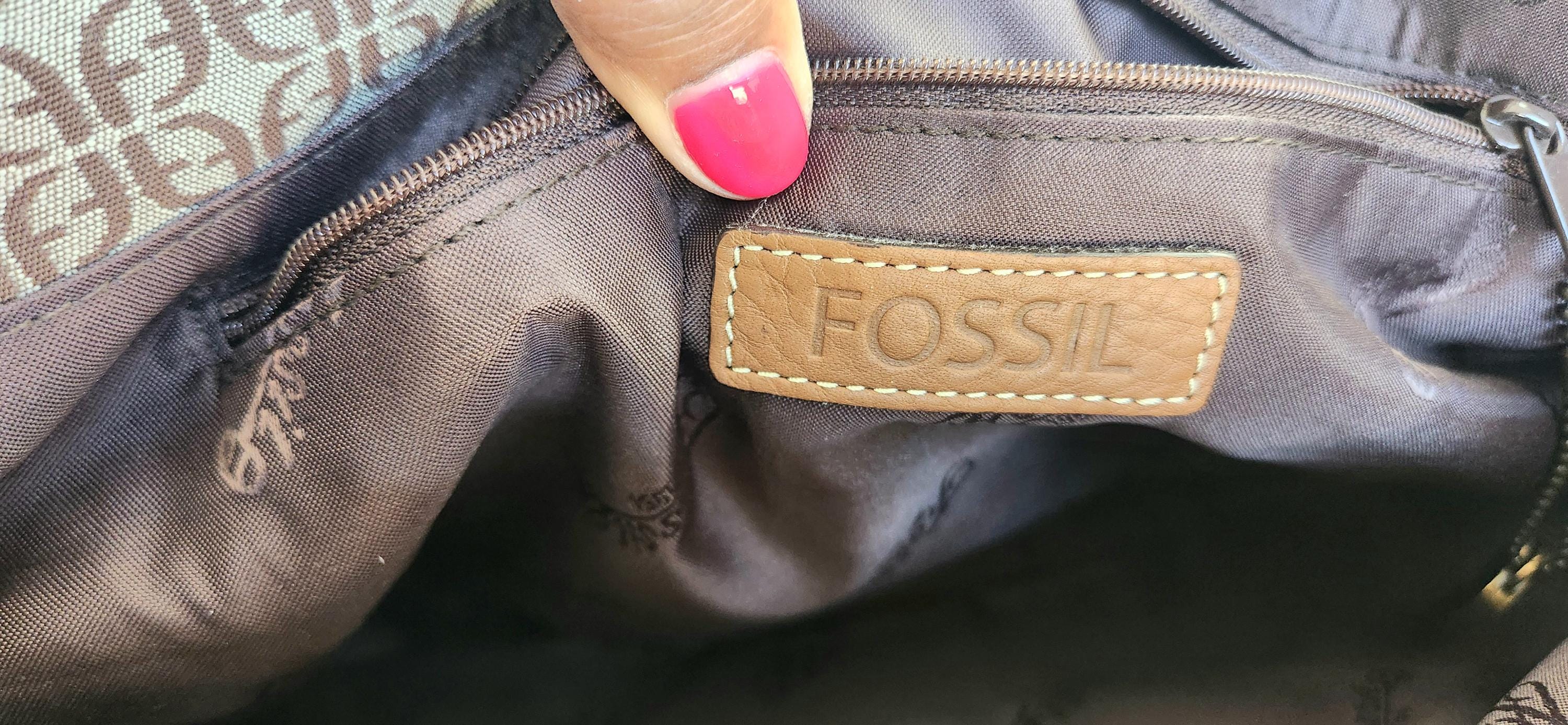 Vintage - Top Handle Bag - FOSSIL - Made in China - Brown/tan - Etsy