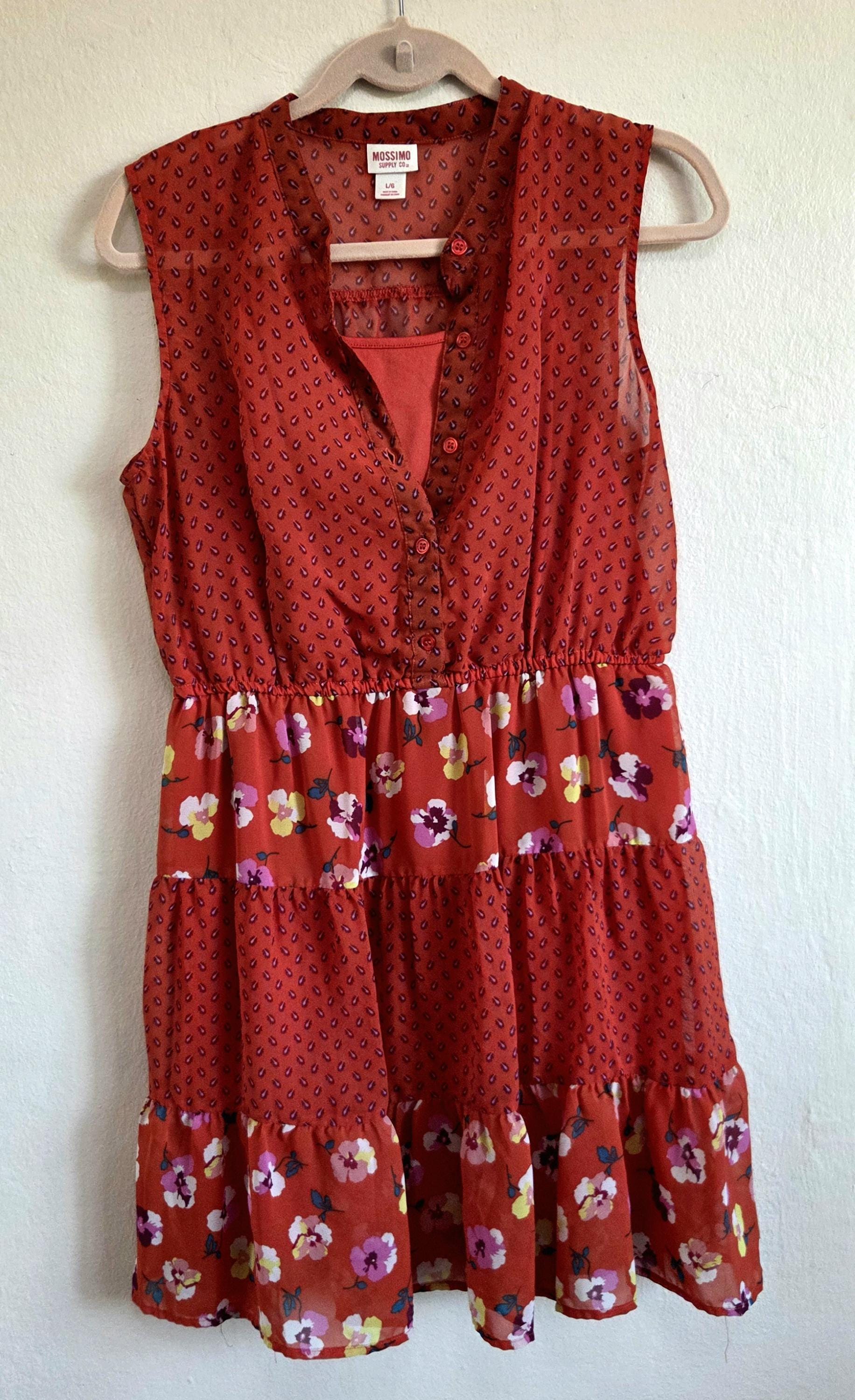 mossimo red dress 1980s Vintage Corduroy Mossimo Dress Model is size