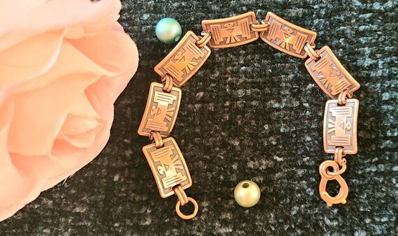 Vintage - 7 3/8" long - Solid Copper Link/Panel B… - image 5