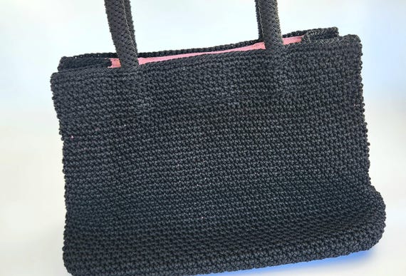 Vintage - the Sak Original- Black - Woven Hand Bag - Made in