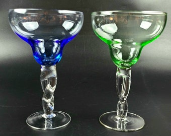 Vintage- Margarita Glasses - Multi-Color - Set of 2