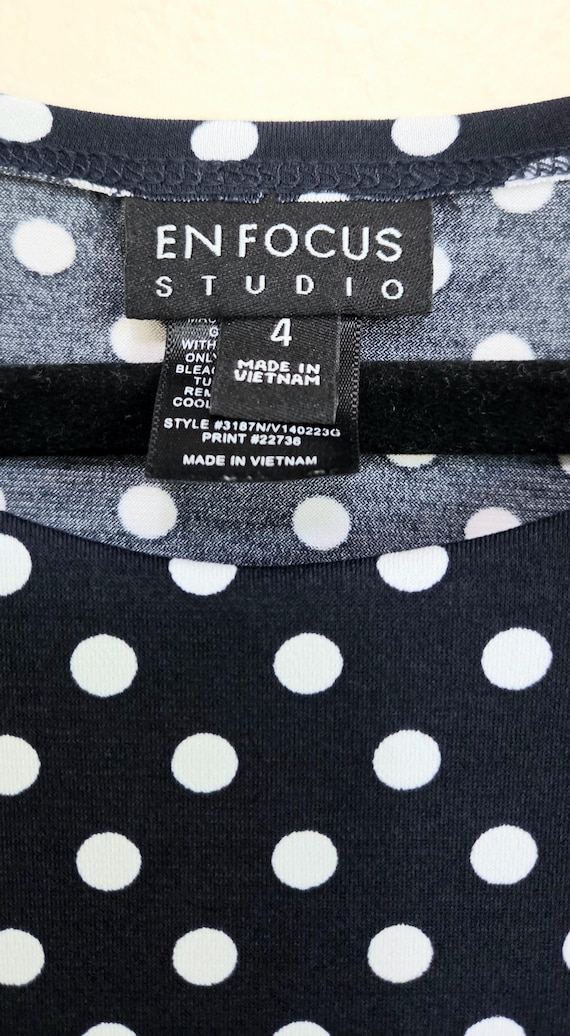 Enfocus Studio  Size 4  Navy Blue Polka Dot Dress - Etsy