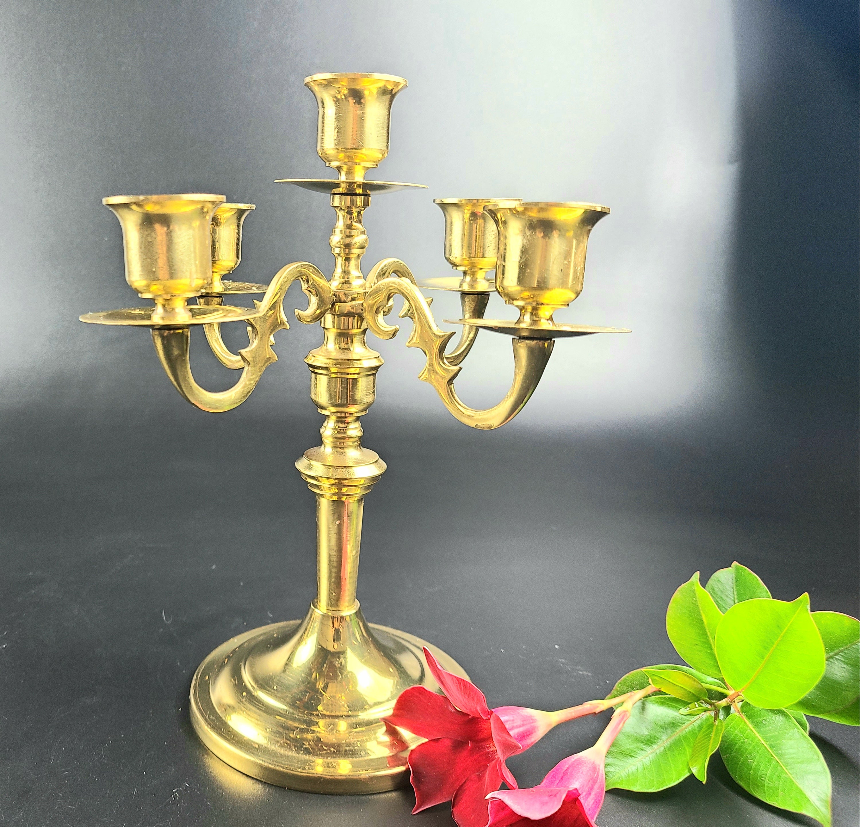 Vintage Brass Candelabra with 5 Candlestick Holders Marked Etsy 日本