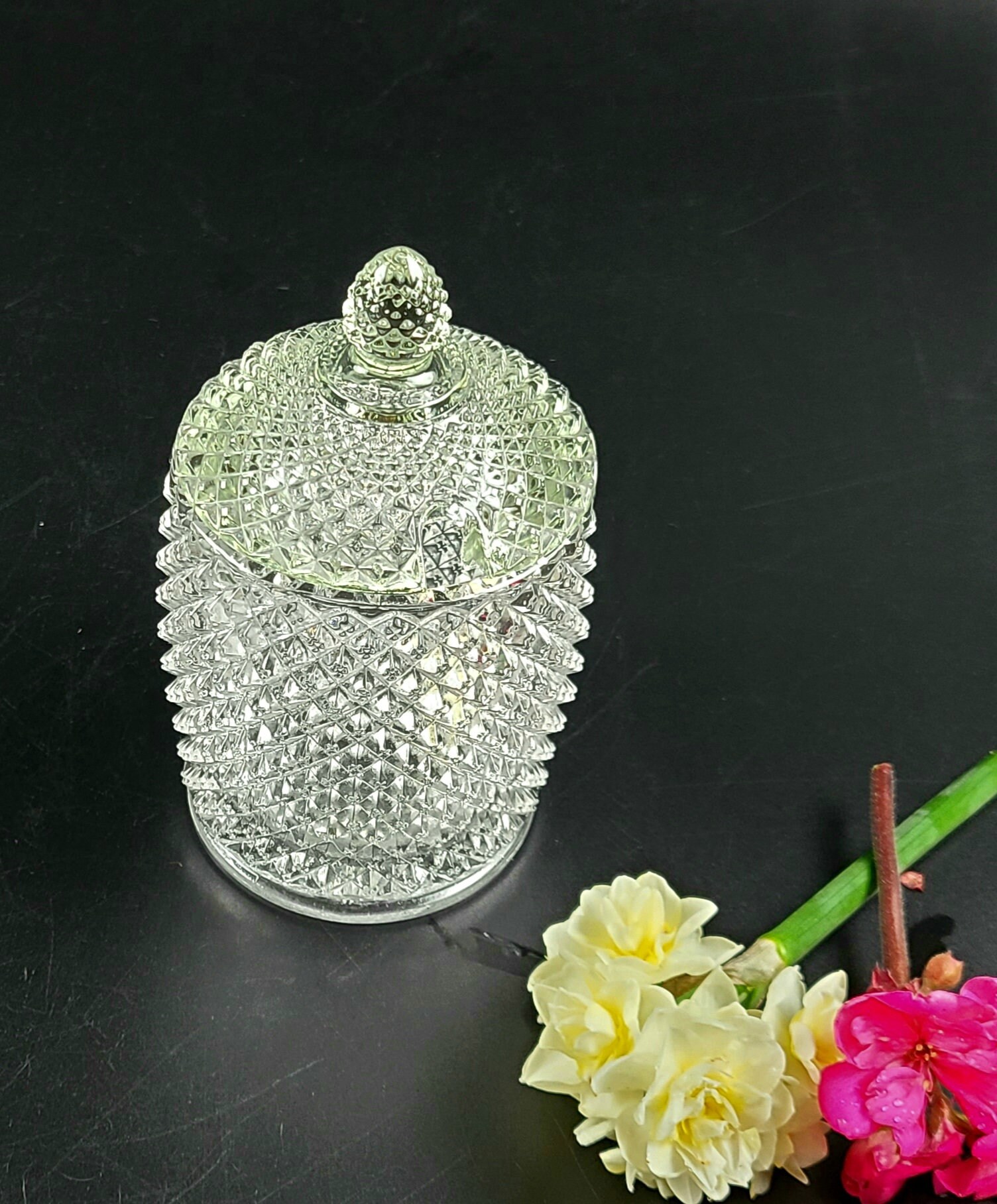 Vintage Kitchen Glass Dish With Liddiamond Pattern Etsy UK