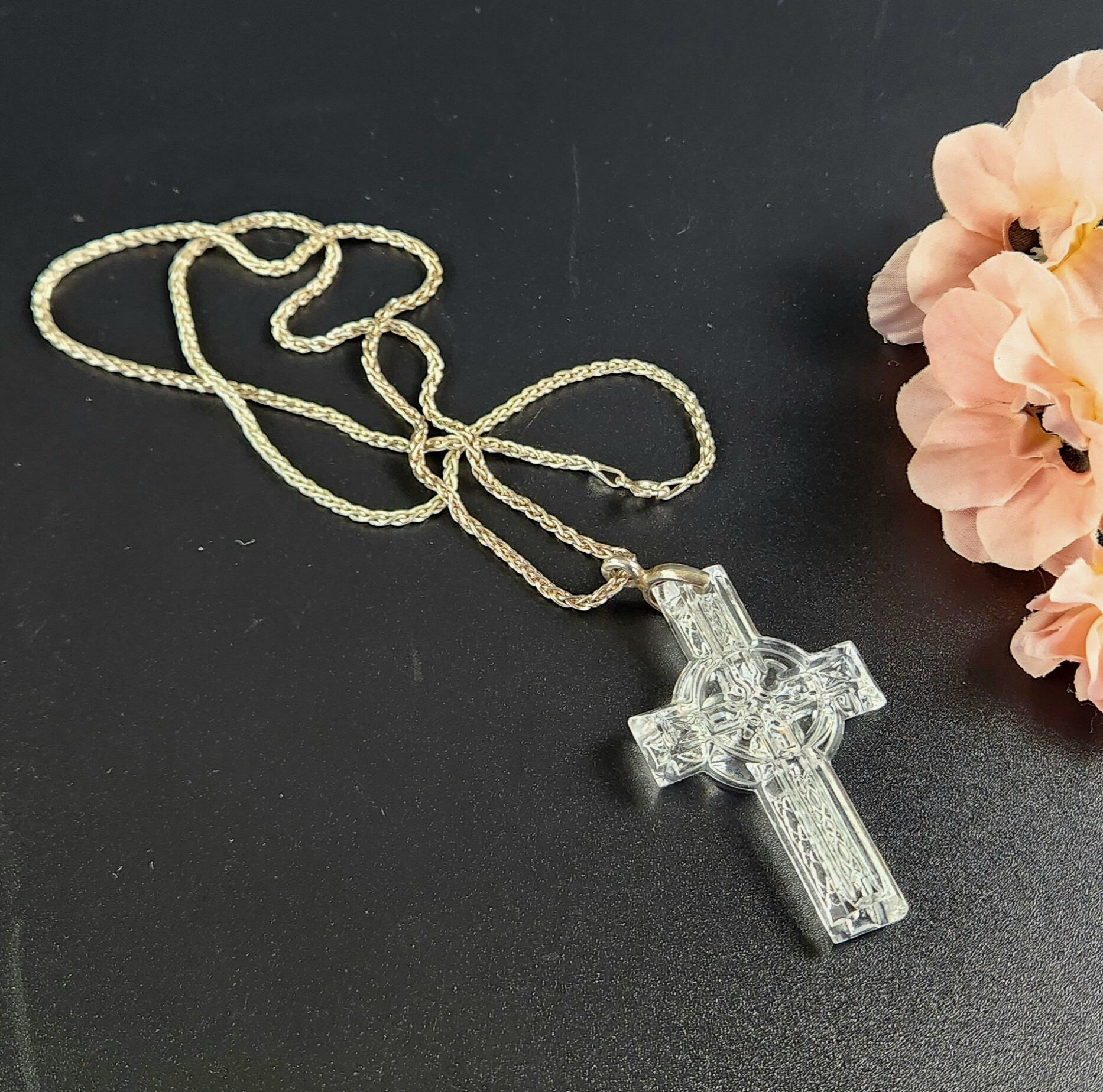 Waterford Necklace NIB Sterling Silver Chain Crystal Cross