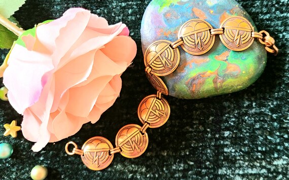Vintage - Solid Copper - Link/Panel Bracelet - Si… - image 1