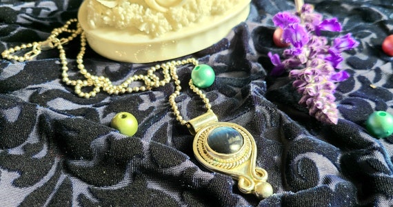 Vintage - Blue Stone Necklace - 22g - Sterling Si… - image 1