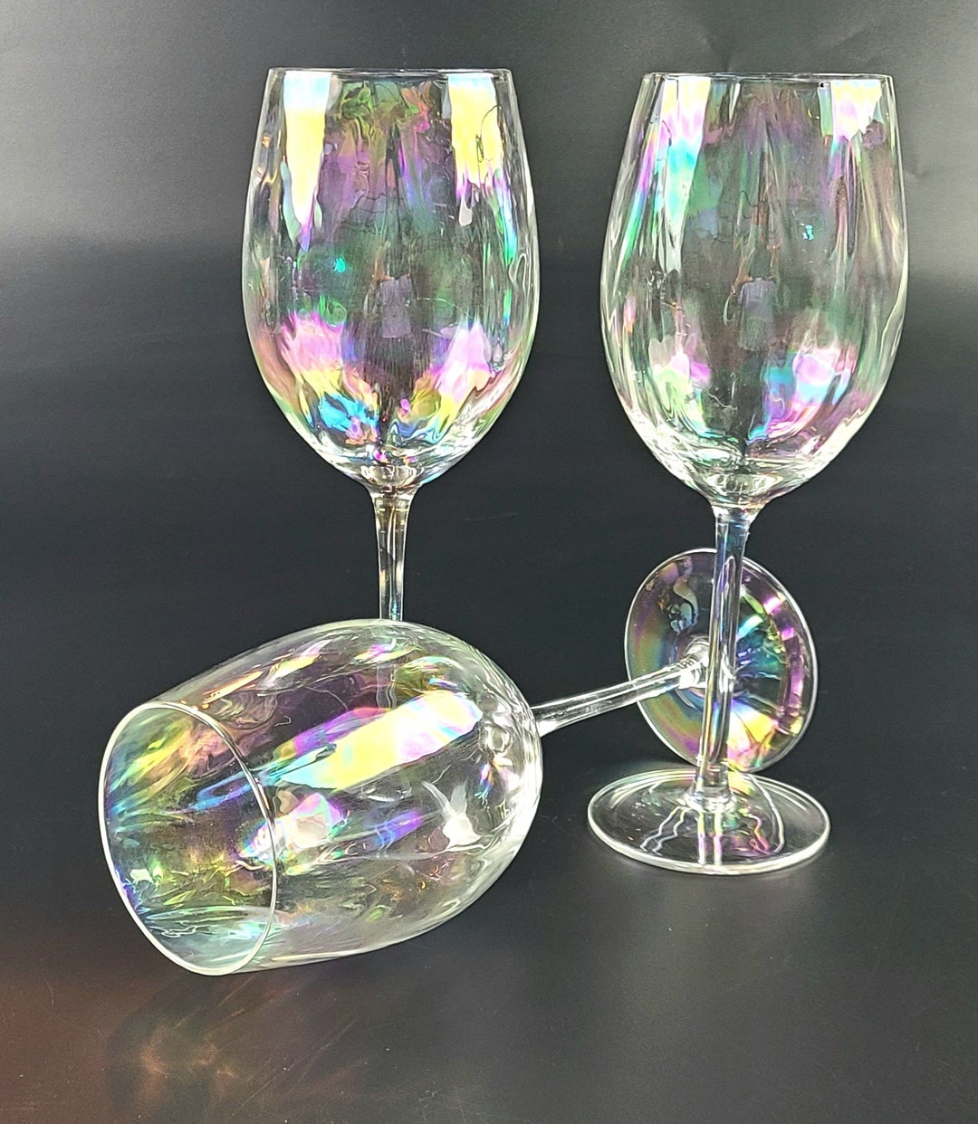 Vintage Stunning Iridescent Tall Water/wine Goblets Set of Etsy