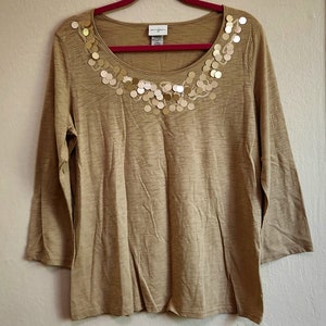 Vintage Women Jaclyn Smith - Cream/Brown Color Top - China - Size L