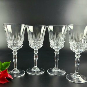 Vintage- Set of 4 - Cristal D&#39;Arques - Durand Water Goblets - Villeneuve Pattern