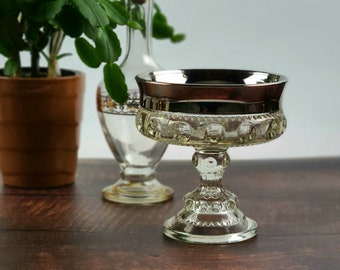 Vintage 1960's - 7" - Thumbprint-Tiffin Glass Kings Crown Pressed Glass Compote