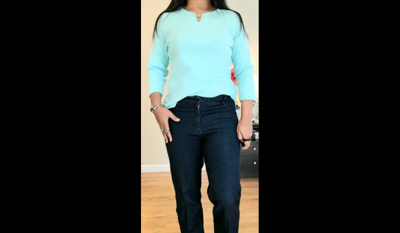 Women - Talbots Sky Blue Top - Size L - Made in I… - image 1