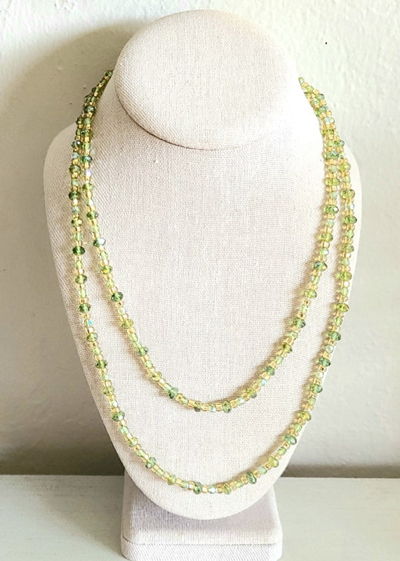 Vintage - Layered Necklace-Green & Gold Tone  - M… - image 1
