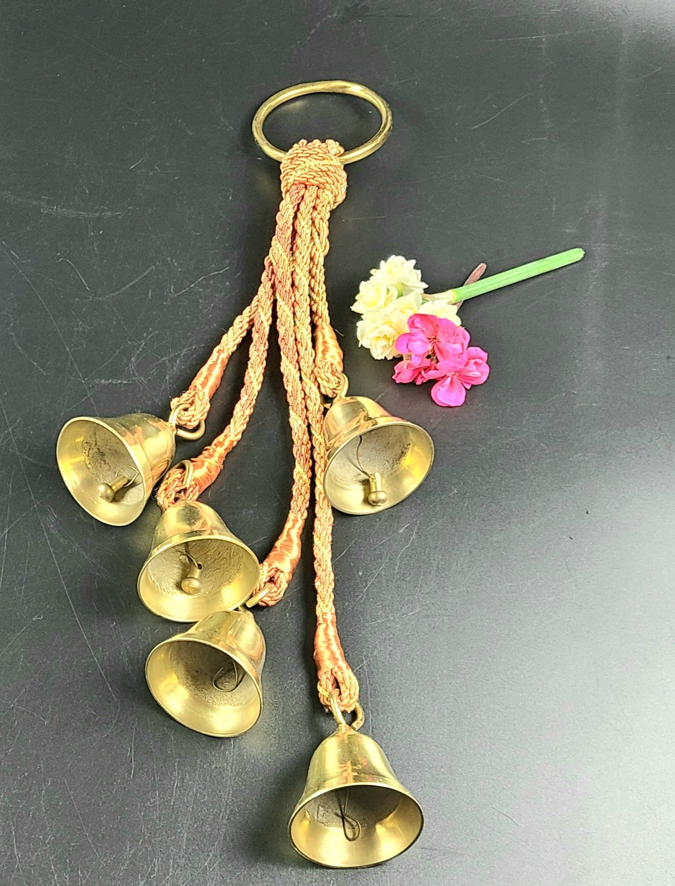 Vintage Brass Bell Cluster Jingle Bells on Rope Door Bells Etsy