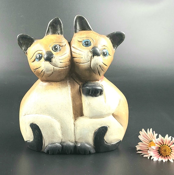 Scultura Coppia Di Gatti Innamorati 2D In Legno – Decorazione Da Tavolo Per Casa, Matrimonio, Natale, Halloween E Regalo Per Lei