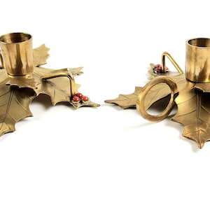 Vintage Brass Flower Shaped CandleStick Holders - Set of 2 - Made in India