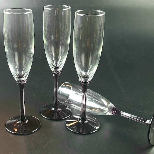 Vintage - Libbey "Domaine" Wine Color Stem - Flute Champgane Glasses - Set of 4