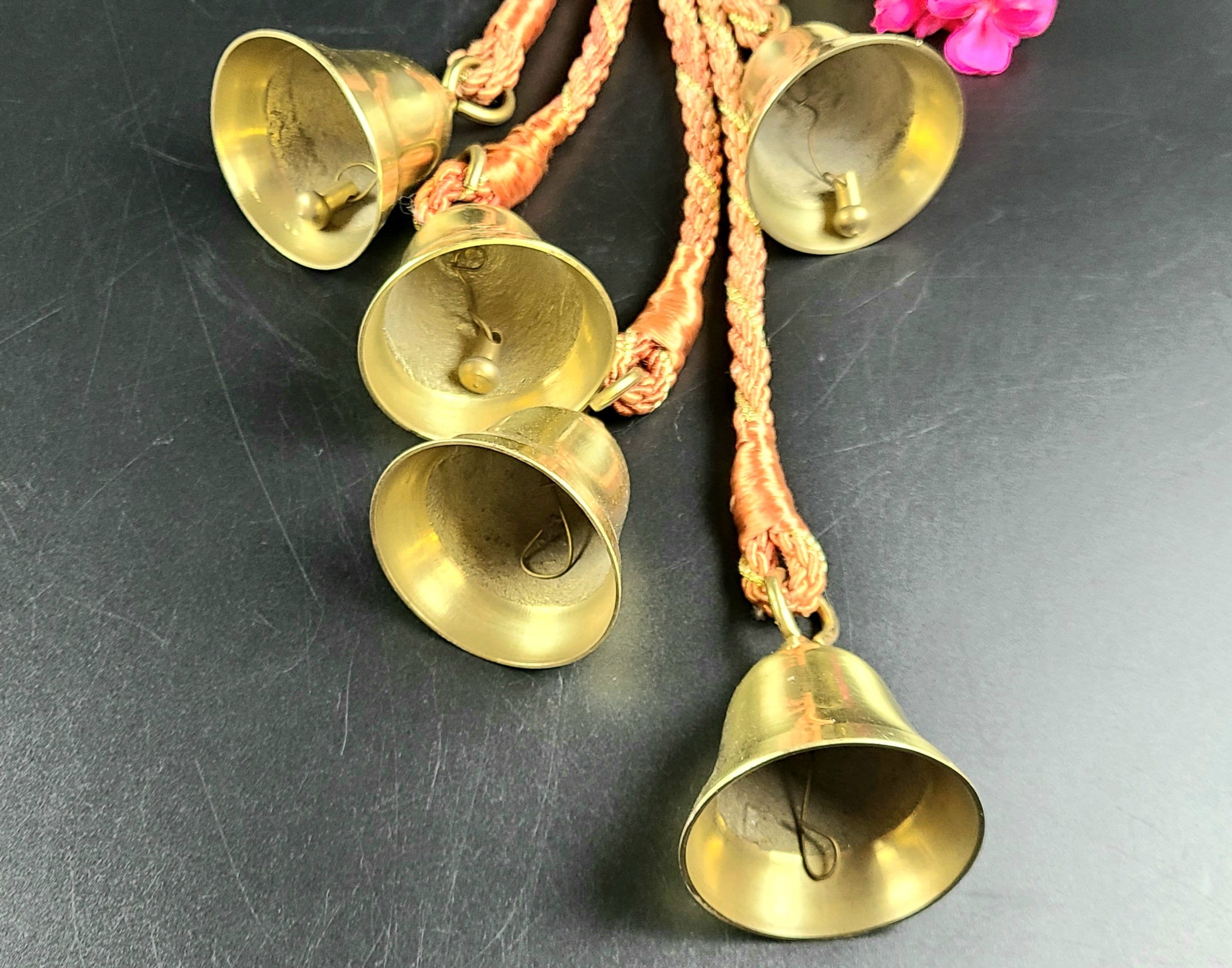 Vintage Brass Bell Cluster Jingle Bells on Rope Door Bells Etsy