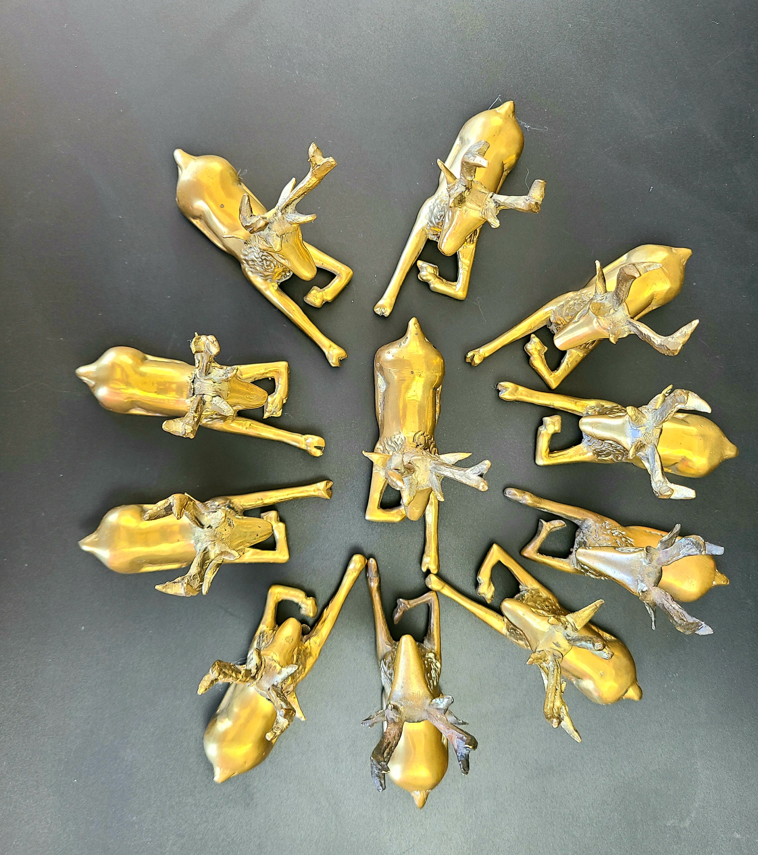 ヴィンテージ - 11 個セット - 真鍮製トナカイの置物