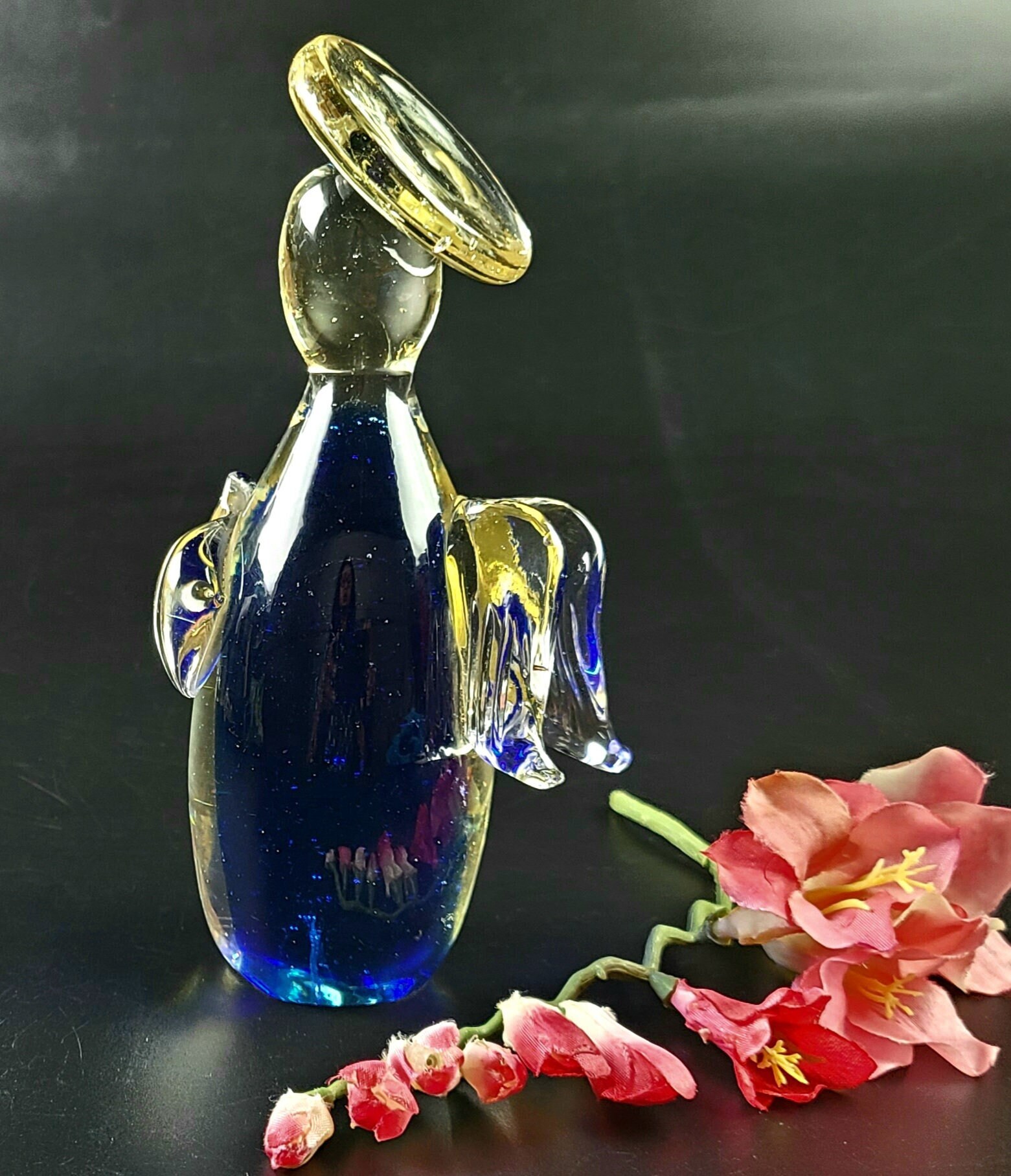 ヴィンテージ - ブルー & クリア - ガラスの天使の置物 - Etsy 日本
