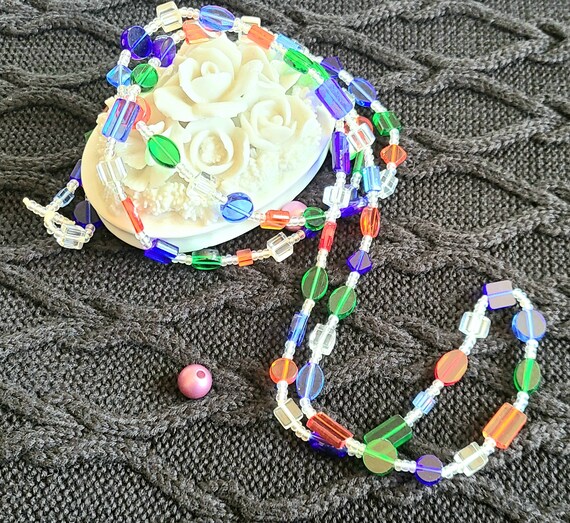 Multi-Colored & Multi-Shaped Beaded - 48" Long - … - image 5