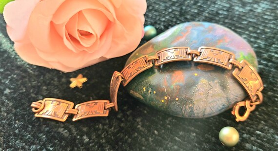 Vintage - 7 3/8" long - Solid Copper Link/Panel B… - image 2