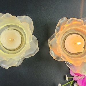 Vintage Lotus Shaped Candle Holders - Set of 2 - Plastic