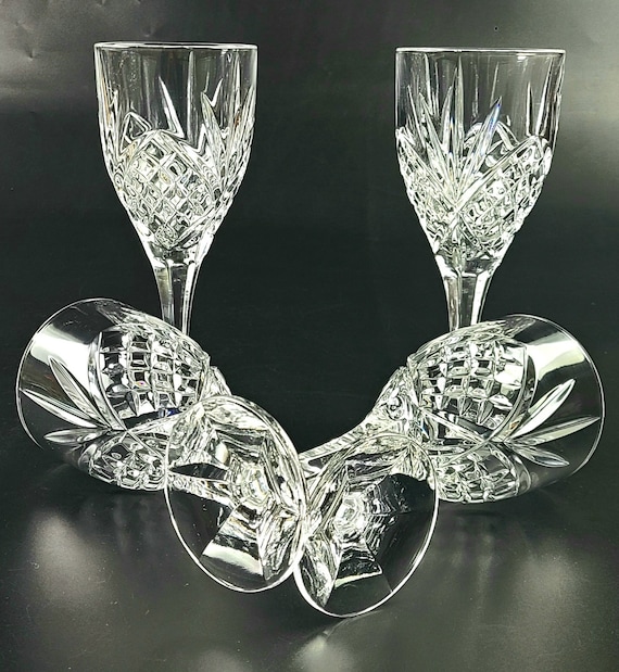 Vintage - Beautiful Crystal Cut-glass Water/wine Glasses - Set of