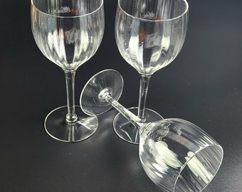 Vintage - Juego de 3 - Transparentes - Copas de vino con diseño acanalado - Cristal - 18 cm