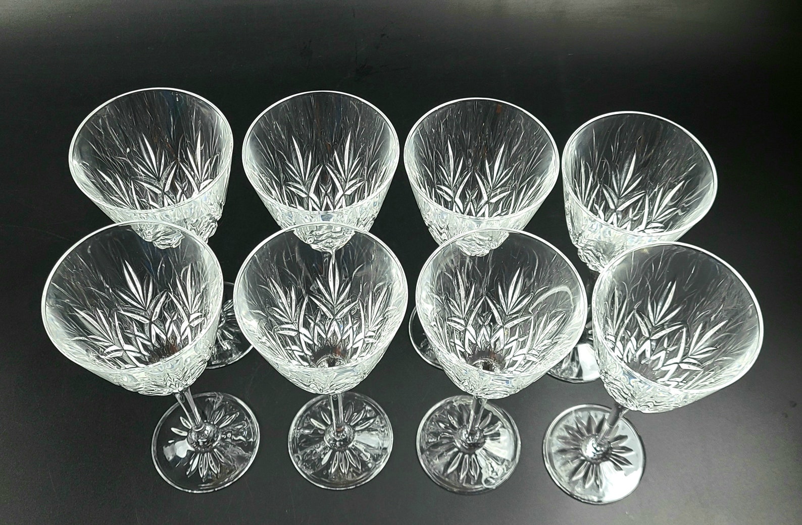 Vintage Cristal D Arques William Pattern Crystal Wine Glasses Set of 8 Etsy
