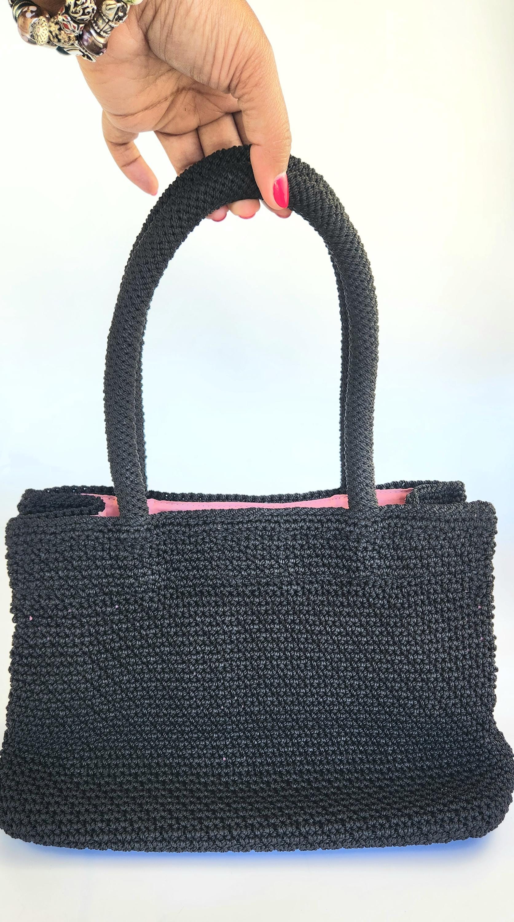 Vintage - the Sak Original- Black - Woven Hand Bag - Made in