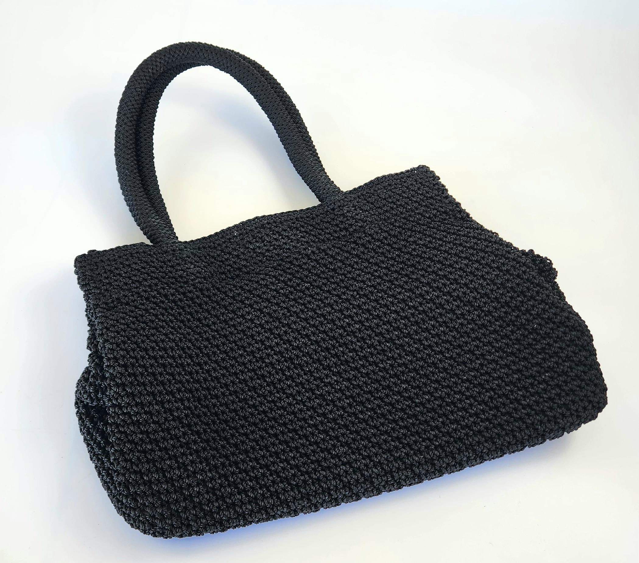 Vintage - the Sak Original- Black - Woven Hand Bag - Made in
