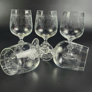 Vintage - Set of 5 - Queen's Lace Water/wine by Bohemia Crystal