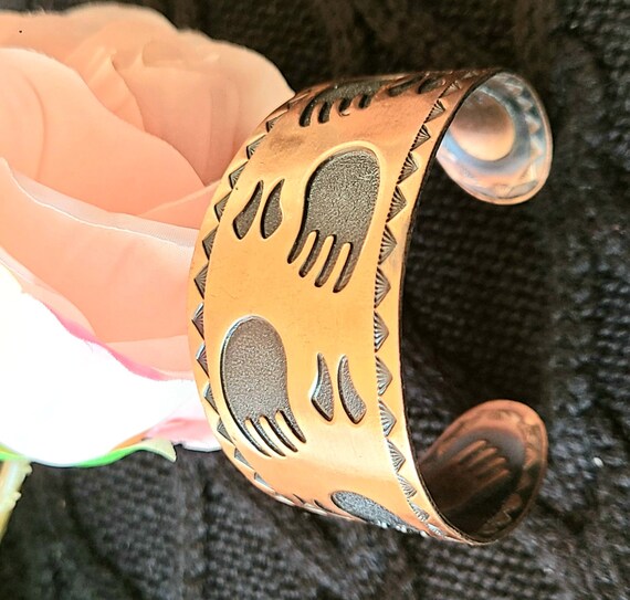 Vintage - Signed - Solid Copper Cuff Bracelet - 1… - image 8