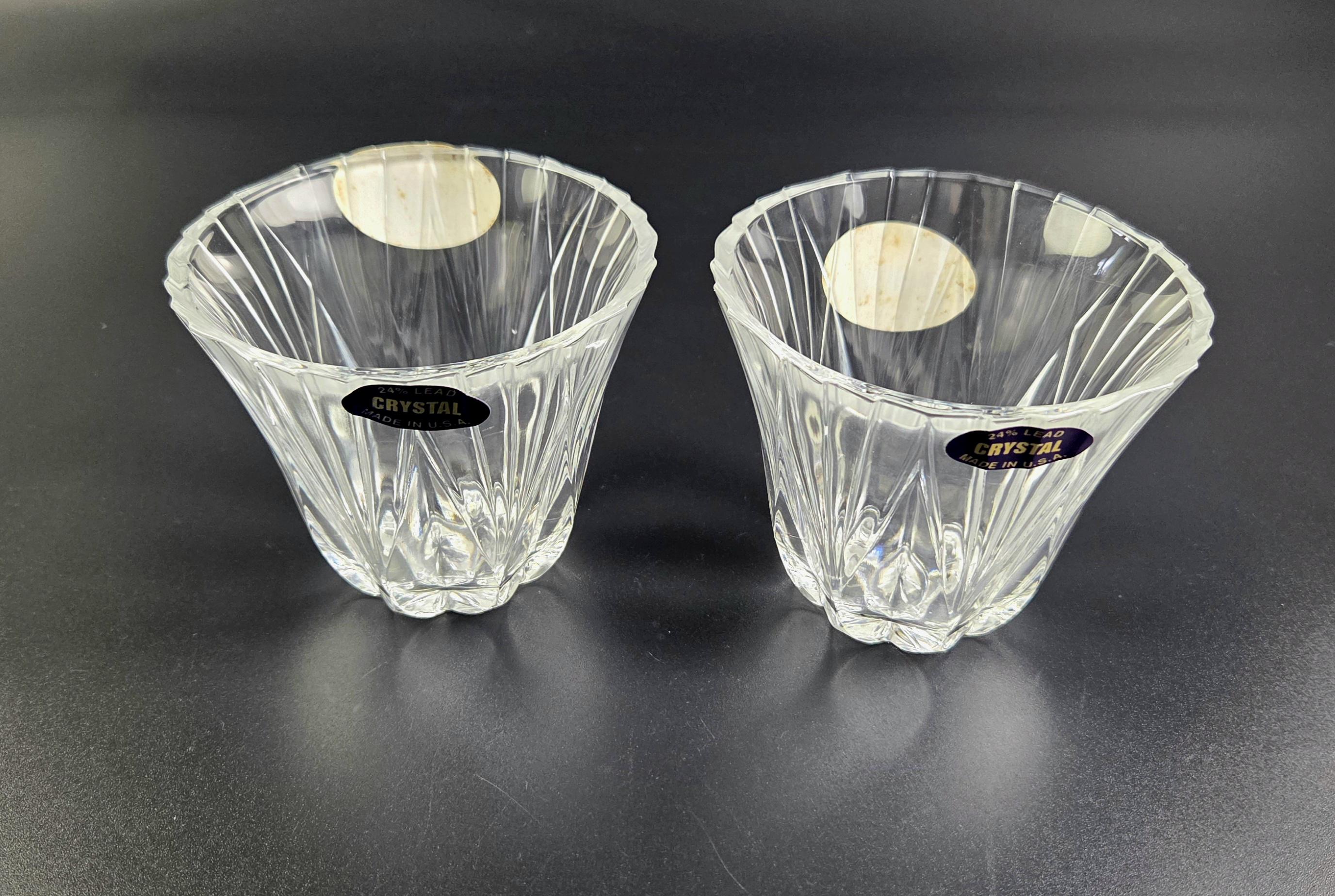 ヴィンテージ 24% 鉛クリスタルキャンドルホルダー – 2個セット