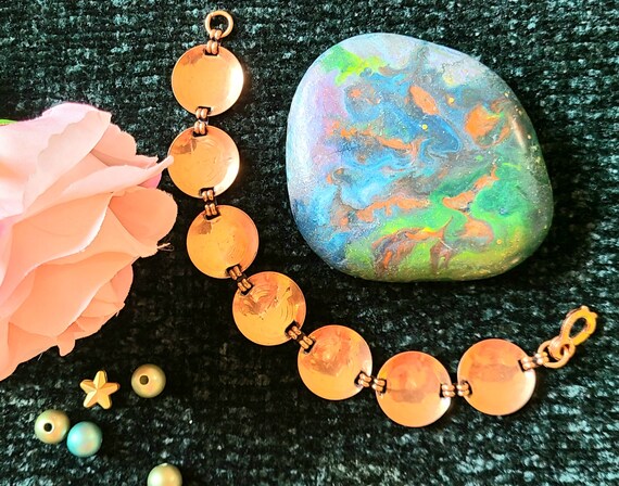 Vintage - Solid Copper - Link/Panel Bracelet - Si… - image 2