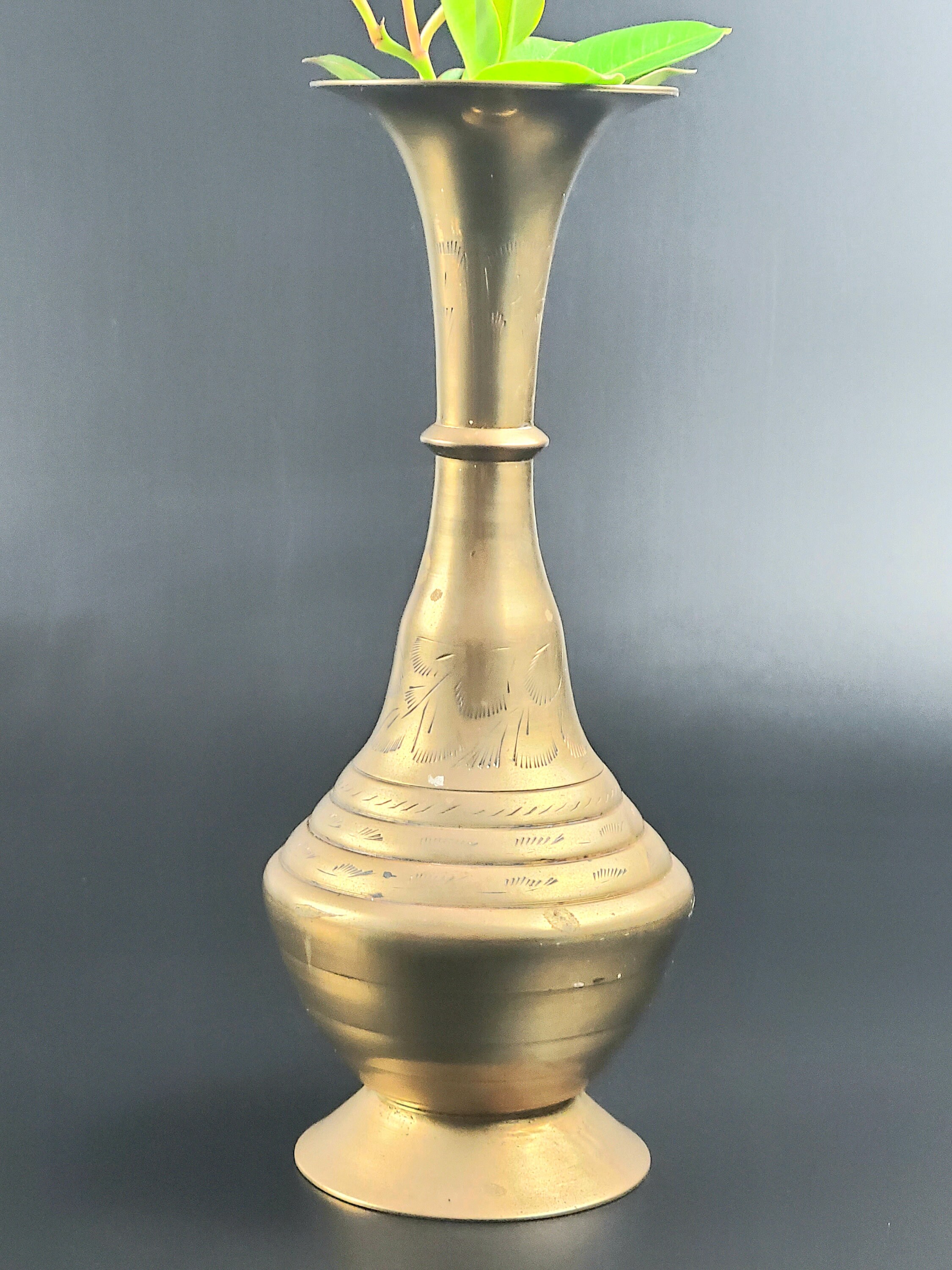 Vintagesolid Brass etched Vase Made in India 91/4 Etsy UK