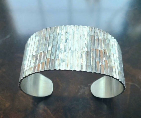 Vintage -Sterling Silver Mexico - Cuff Bracelet -… - image 2